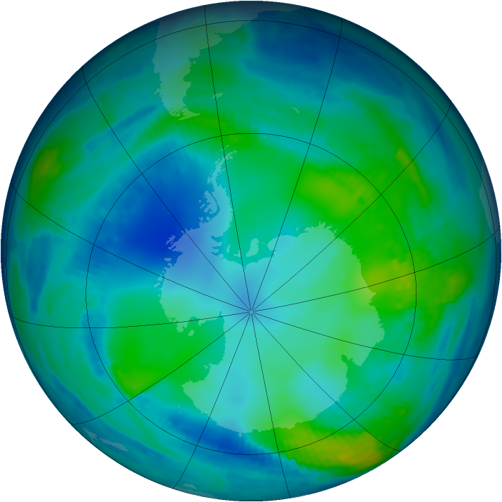 Antarctic ozone map for 22 May 1997